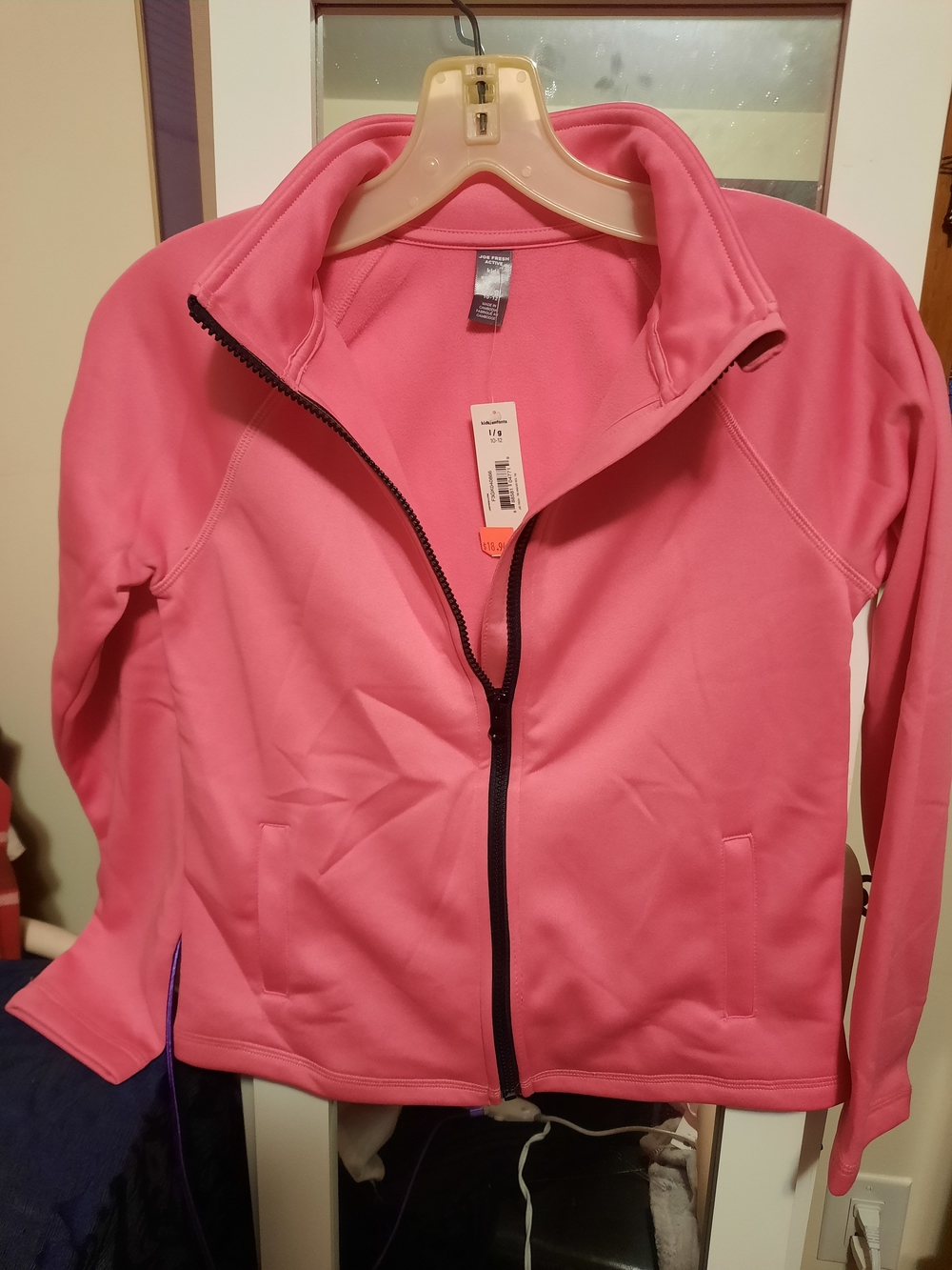 Joe Fresh Pink Kids' Largr 10/12 Active Full-Zip Jacket Fleece Lined COZY NWT